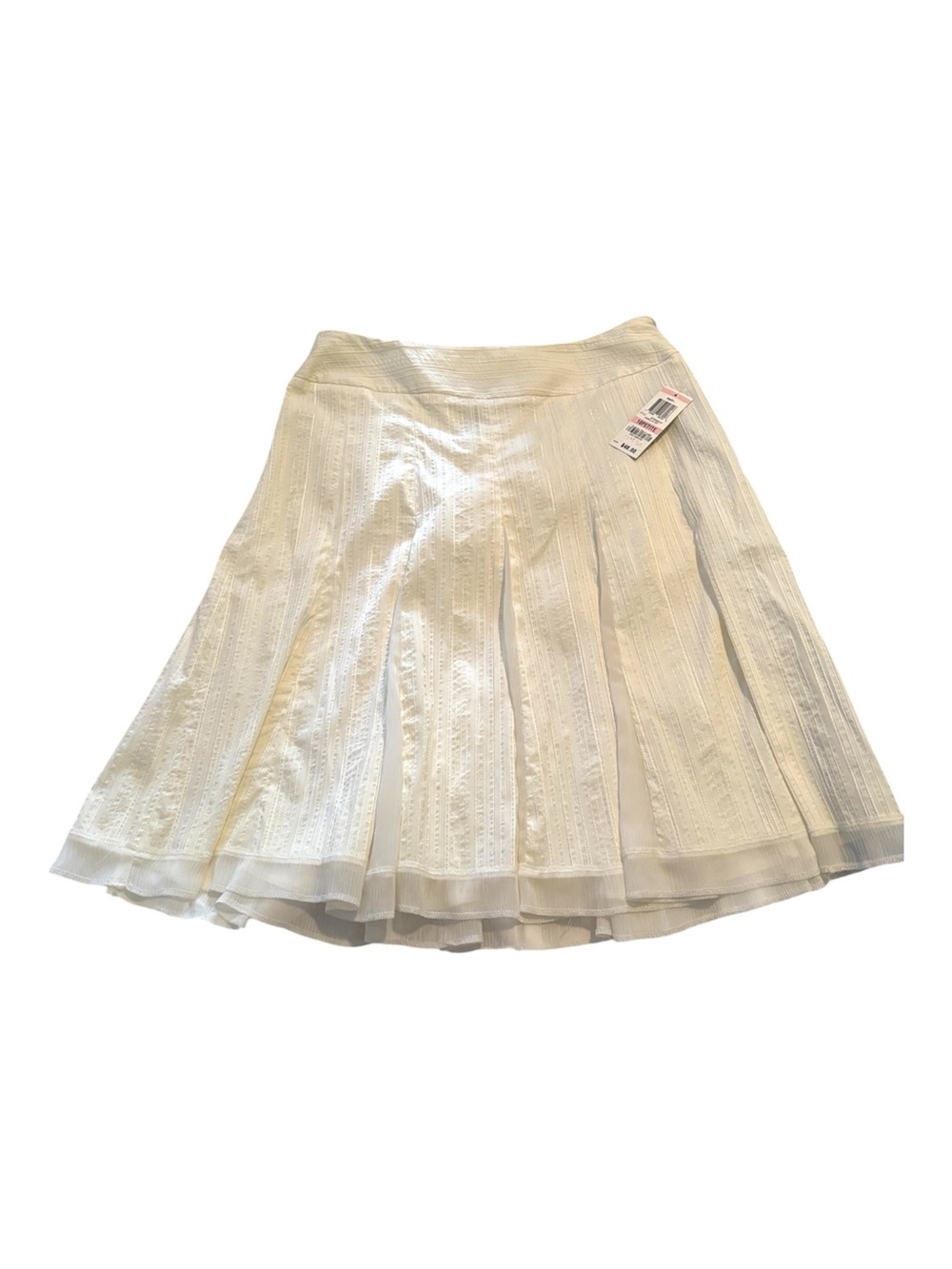 Style & Co Ivory A Line Skirt with Metallic Pinstripe Detail Side Zipper Sz 10P